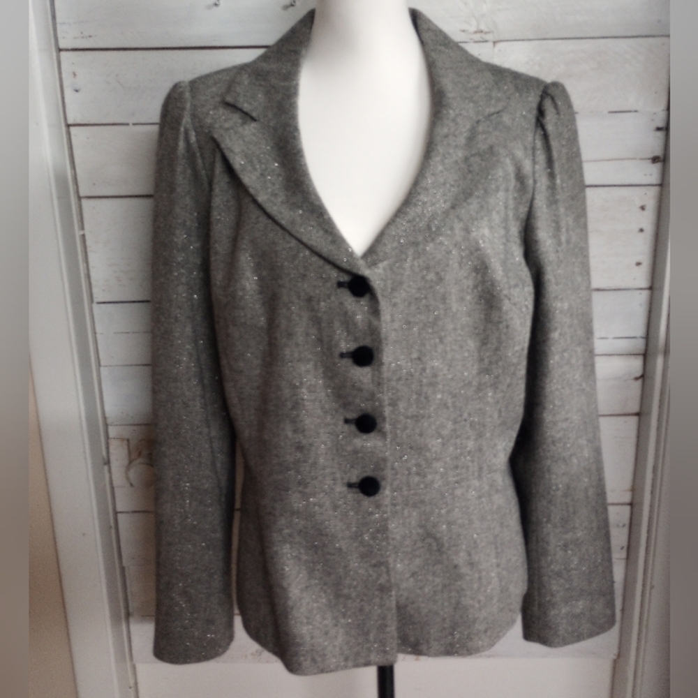 Nicole Miller Silver-Gray Tailored Blazer with Sparkle